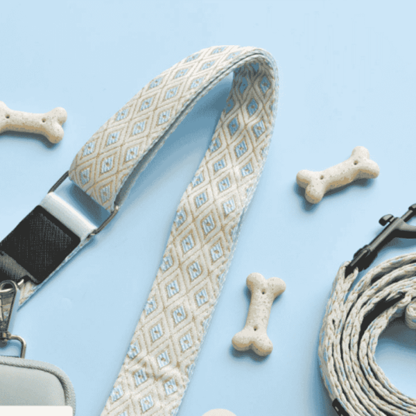 Bandoulière pour sac Cocopup pup charming blue , broderie luxe