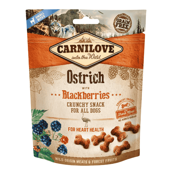 FRIANDISE CRUNCHY SNACK - AUTRUCHE & MÛRES CARNILOVE