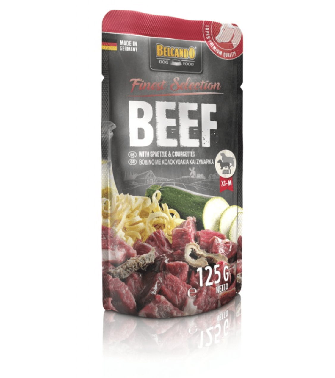 BELCANDO - SACHET FRAÎCHEUR : BOEUF & PÂTES, AVEC COURGETTES