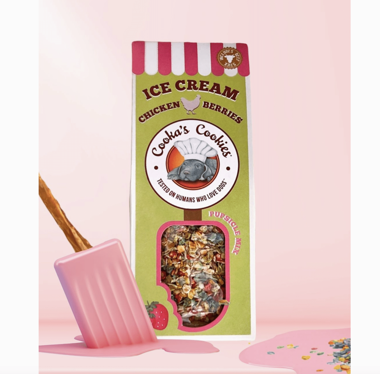 Mélange de crème glacée au vrai poulet et à la fraise pour animaux - Cooka's Cookies – Image 2